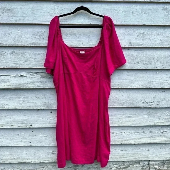 A  ew Day Hot pink mini linen dress Size 4X new without tags - Picture 1 of 3